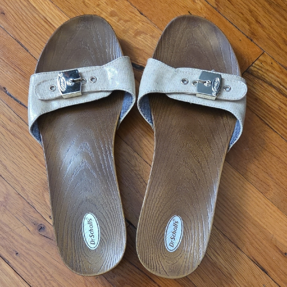 Dr. Scholl's Tan Slide Sandals with Buckle 9